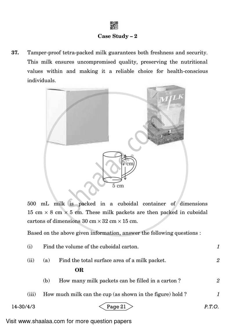 Mathematics 2023-2024 Class 10 - CBSE (Central Board of Secondary Education) question paper with PDF download
