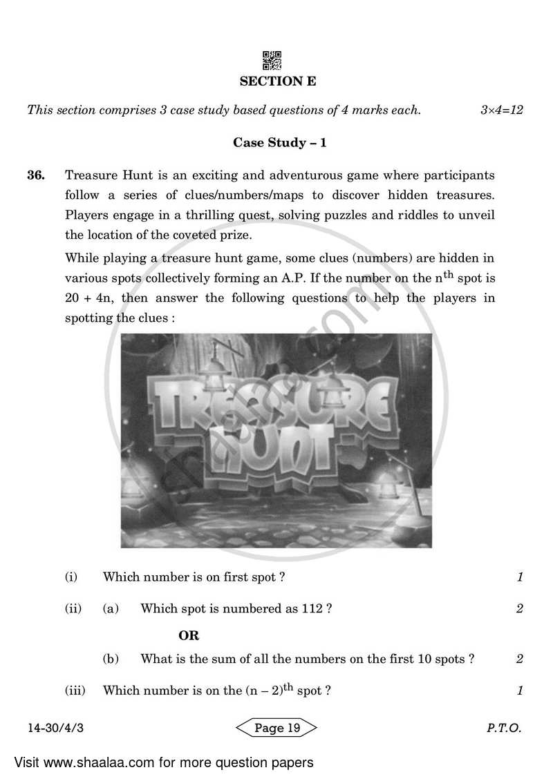 Mathematics 2023-2024 Class 10 - CBSE (Central Board of Secondary Education) question paper with PDF download