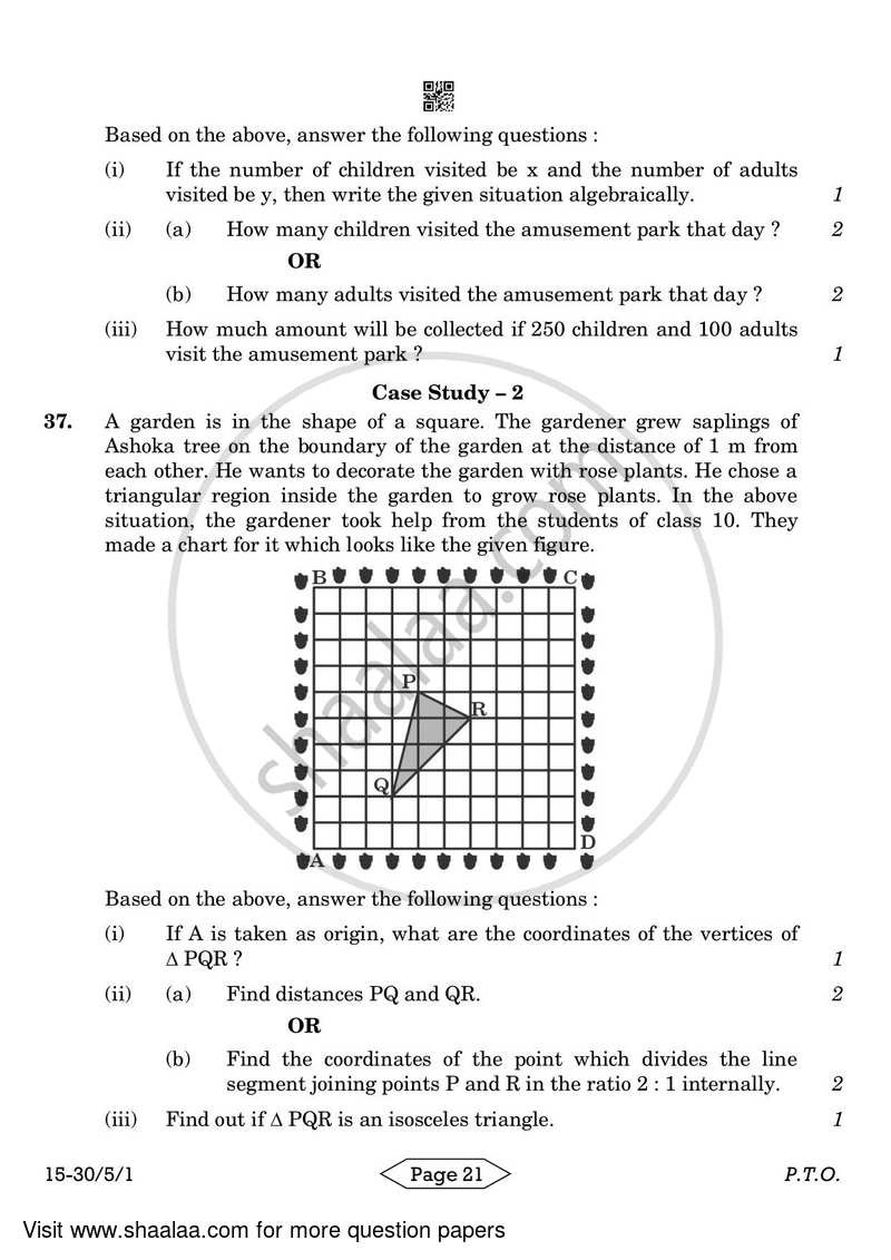 Mathematics 2023-2024 Class 10 - CBSE (Central Board of Secondary Education) question paper with PDF download