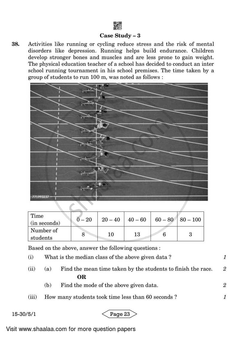 Mathematics 2023-2024 Class 10 - CBSE (Central Board of Secondary Education) question paper with PDF download