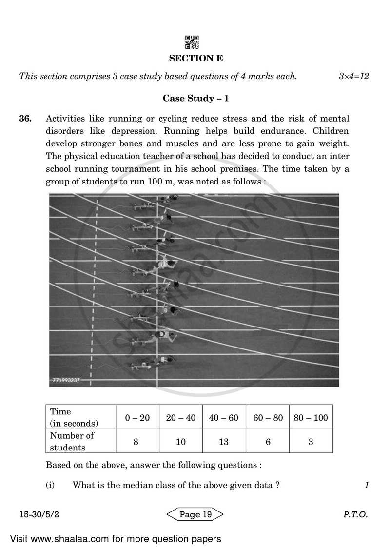 Mathematics 2023-2024 Class 10 - CBSE (Central Board of Secondary Education) question paper with PDF download