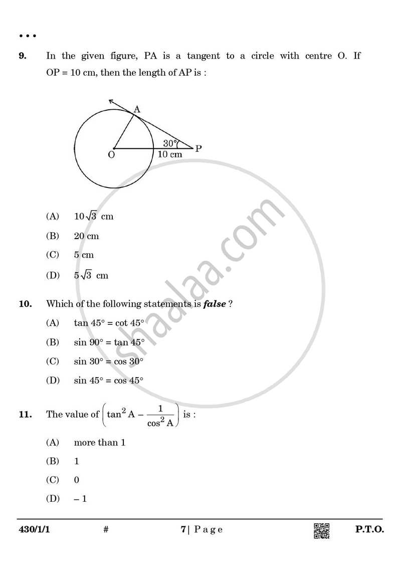 Mathematics 2024-2025 Class 10 - CBSE (Central Board of Secondary Education) question paper with PDF download