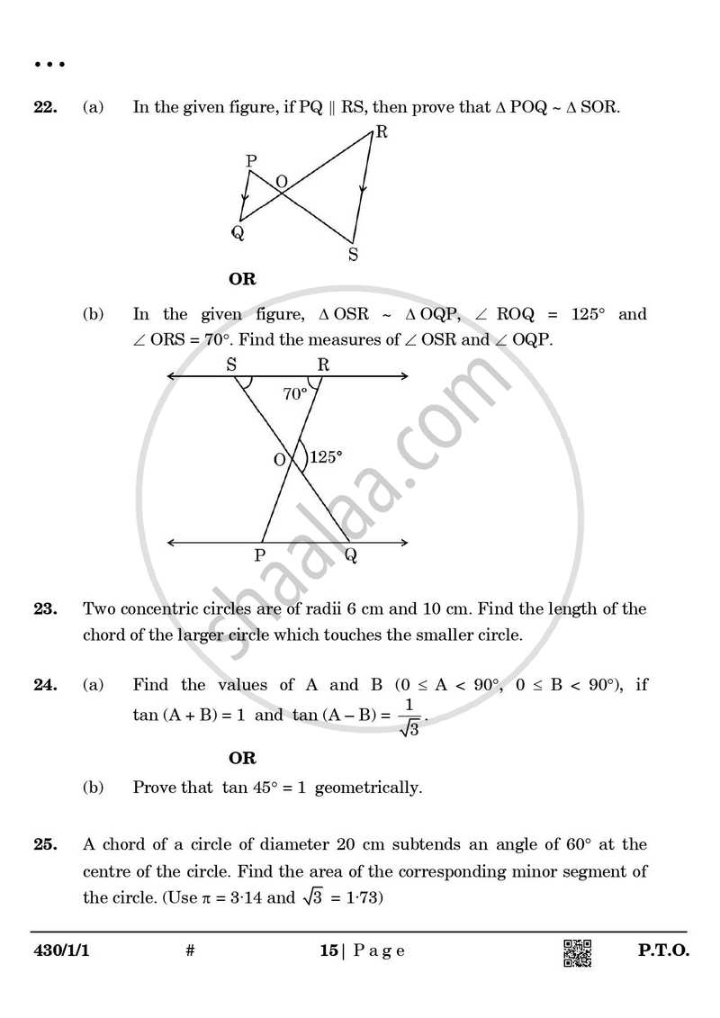 Mathematics 2024-2025 Class 10 - CBSE (Central Board of Secondary Education) question paper with PDF download