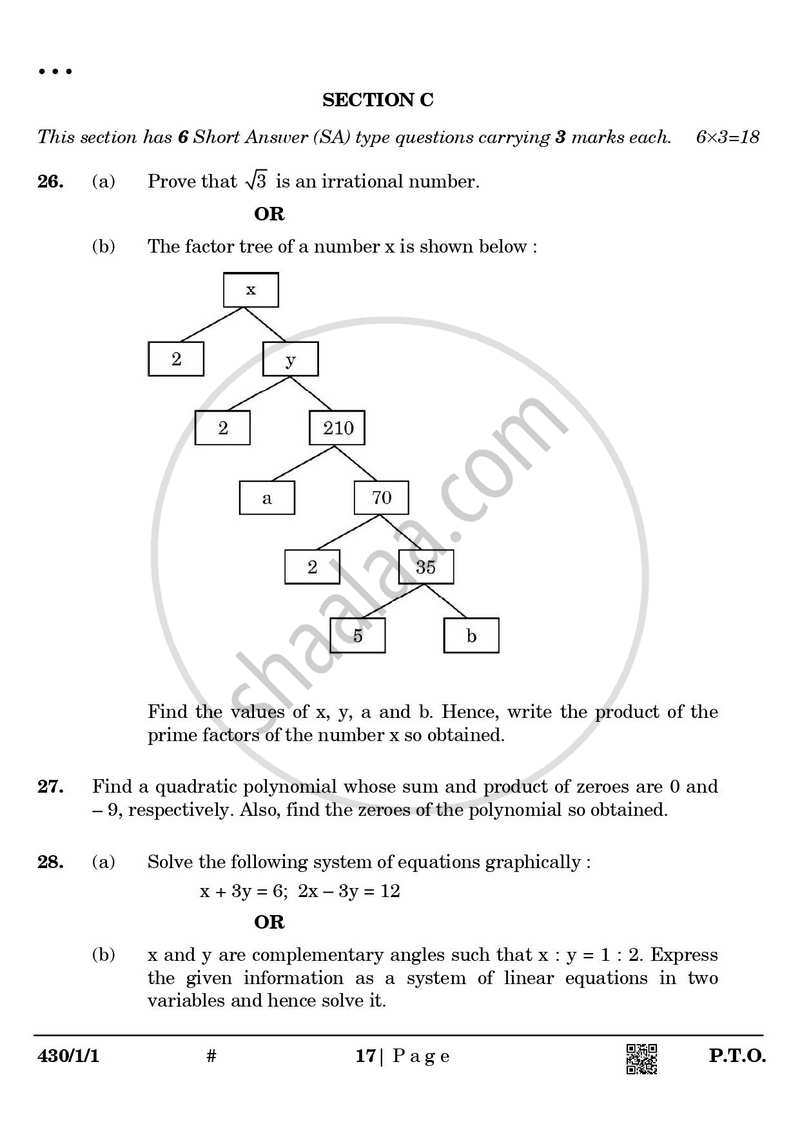 Mathematics 2024-2025 Class 10 - CBSE (Central Board of Secondary Education) question paper with PDF download