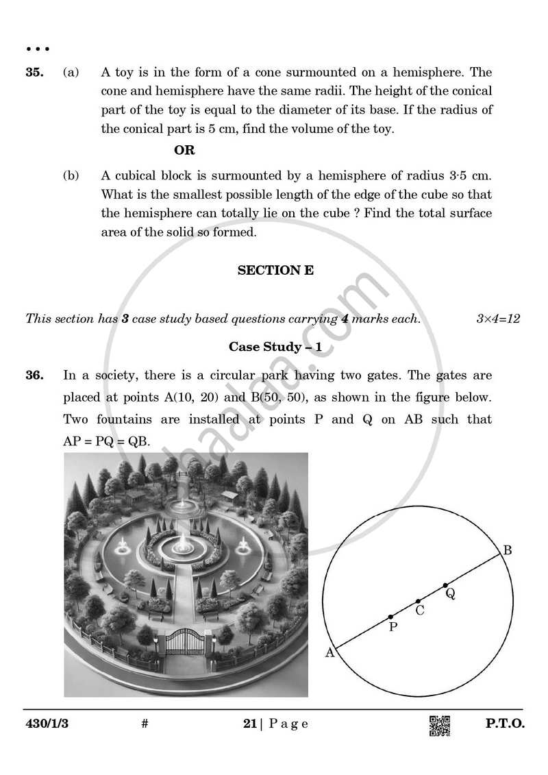 Mathematics 2024-2025 Class 10 - CBSE (Central Board of Secondary Education) question paper with PDF download
