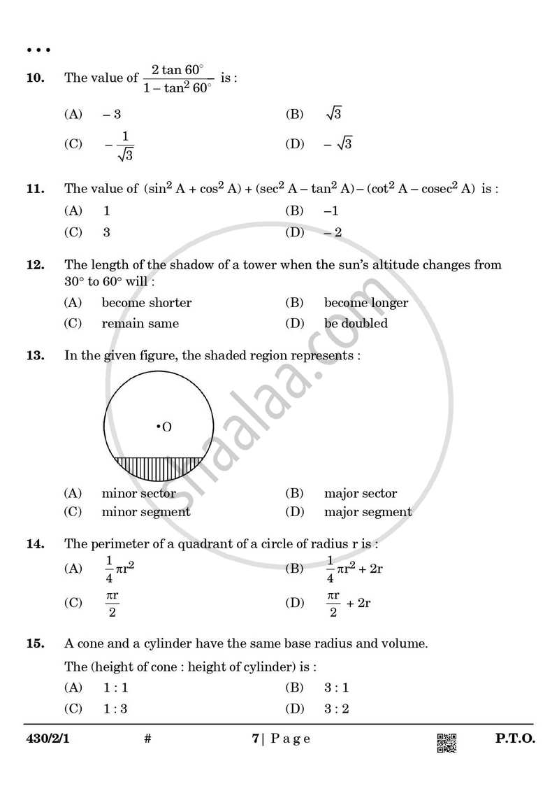 Mathematics 2024-2025 Class 10 - CBSE (Central Board of Secondary Education) question paper with PDF download