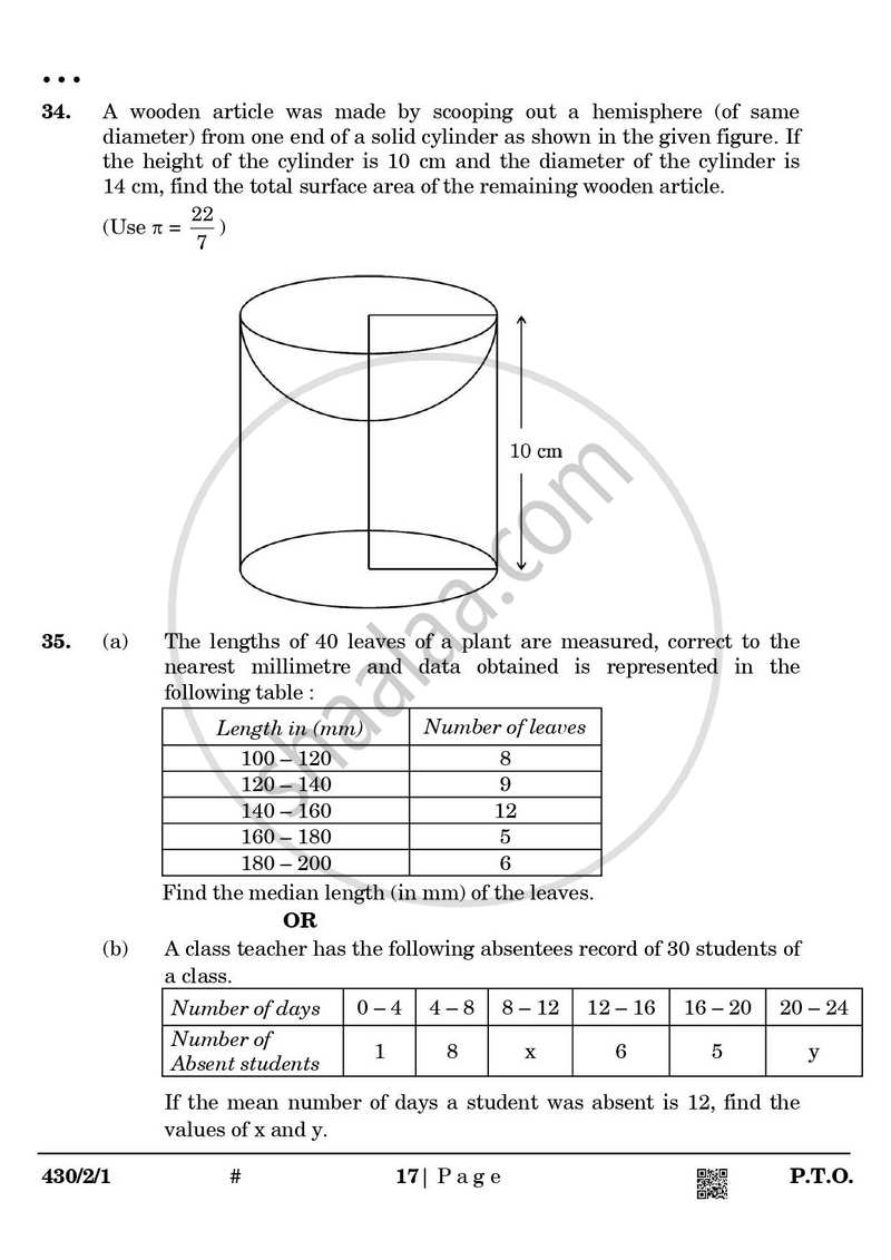 Mathematics 2024-2025 Class 10 - CBSE (Central Board of Secondary Education) question paper with PDF download