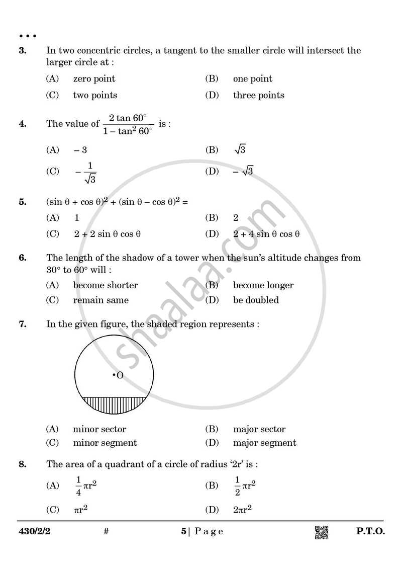 Mathematics 2024-2025 Class 10 - CBSE (Central Board of Secondary Education) question paper with PDF download