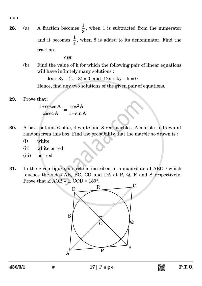 Mathematics 2024-2025 Class 10 - CBSE (Central Board of Secondary Education) question paper with PDF download