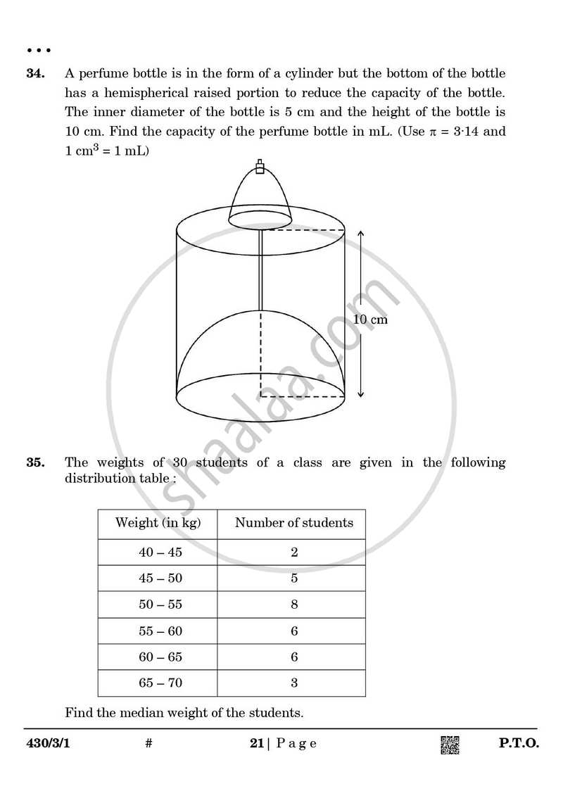 Mathematics 2024-2025 Class 10 - CBSE (Central Board of Secondary Education) question paper with PDF download