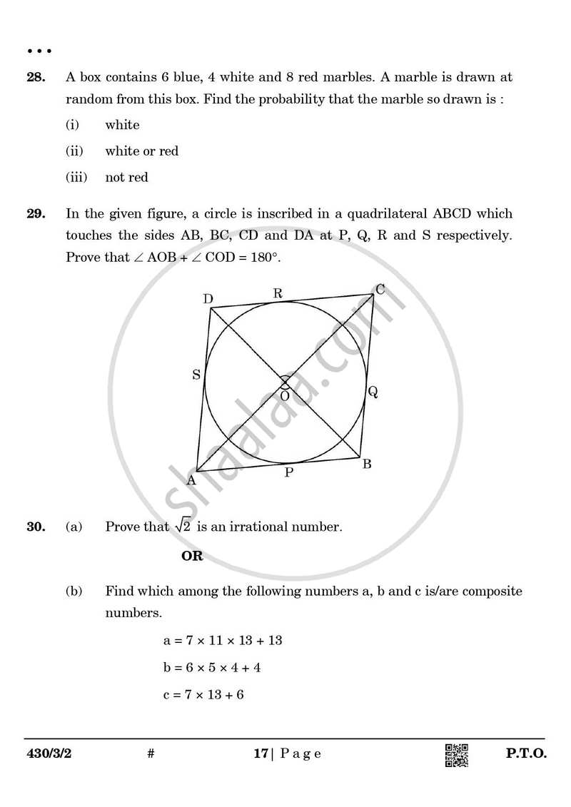 Mathematics 2024-2025 Class 10 - CBSE (Central Board of Secondary Education) question paper with PDF download