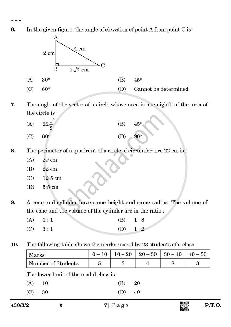 Mathematics 2024-2025 Class 10 - CBSE (Central Board of Secondary Education) question paper with PDF download