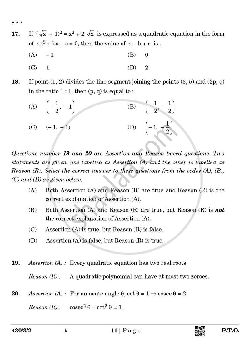 Mathematics 2024-2025 Class 10 - CBSE (Central Board of Secondary Education) question paper with PDF download