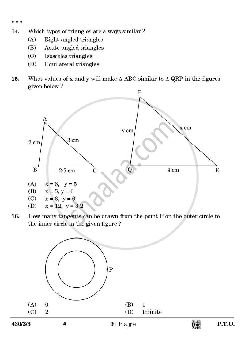 Mathematics 2024-2025 Class 10 - CBSE (Central Board of Secondary Education) question paper with PDF download