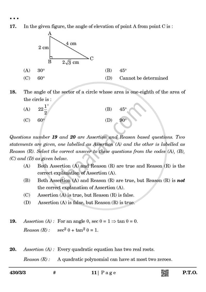 Mathematics 2024-2025 Class 10 - CBSE (Central Board of Secondary Education) question paper with PDF download