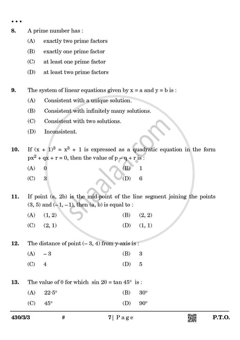 Mathematics 2024-2025 Class 10 - CBSE (Central Board of Secondary Education) question paper with PDF download