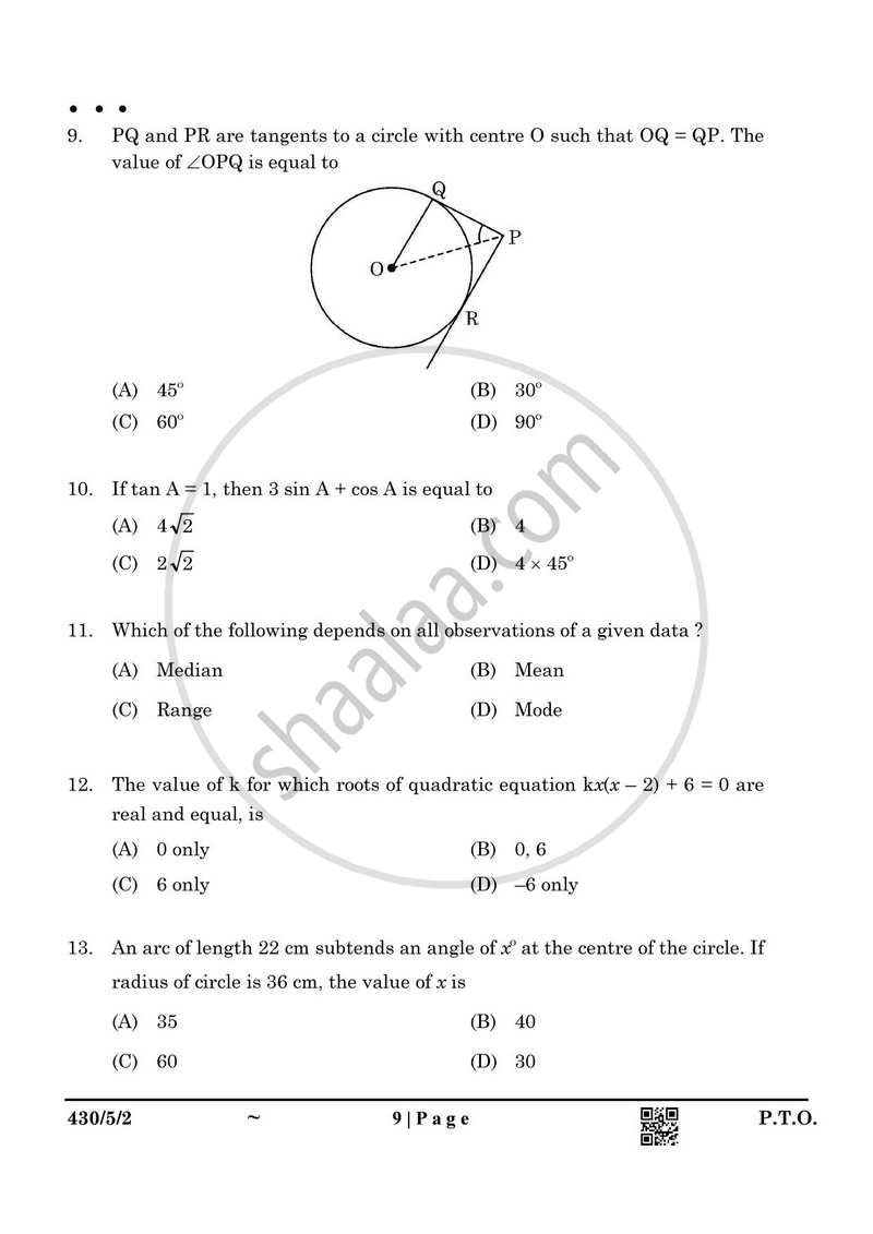 Mathematics 2024-2025 Class 10 - CBSE (Central Board of Secondary Education) question paper with PDF download