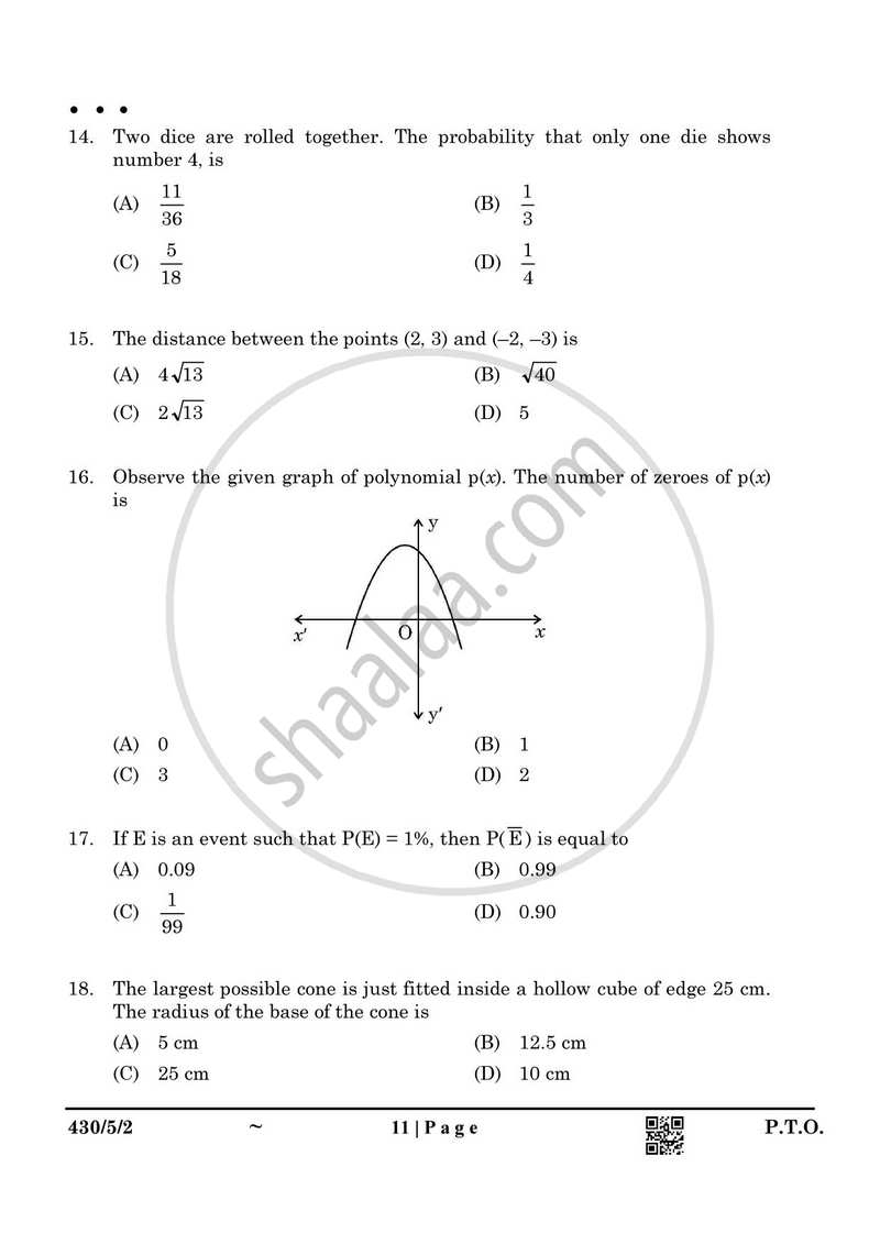 Mathematics 2024-2025 Class 10 - CBSE (Central Board of Secondary Education) question paper with PDF download