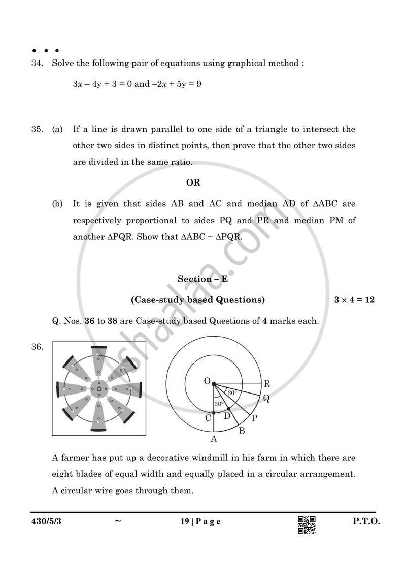 Mathematics 2024-2025 Class 10 - CBSE (Central Board of Secondary Education) question paper with PDF download