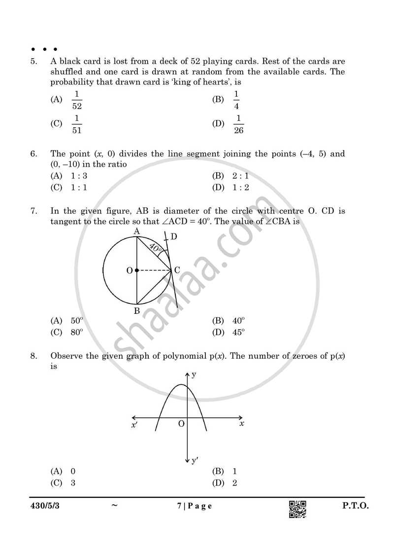 Mathematics 2024-2025 Class 10 - CBSE (Central Board of Secondary Education) question paper with PDF download