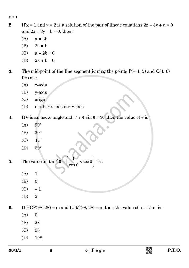 Mathematics 2024-2025 Class 10 - CBSE (Central Board of Secondary Education) question paper with PDF download