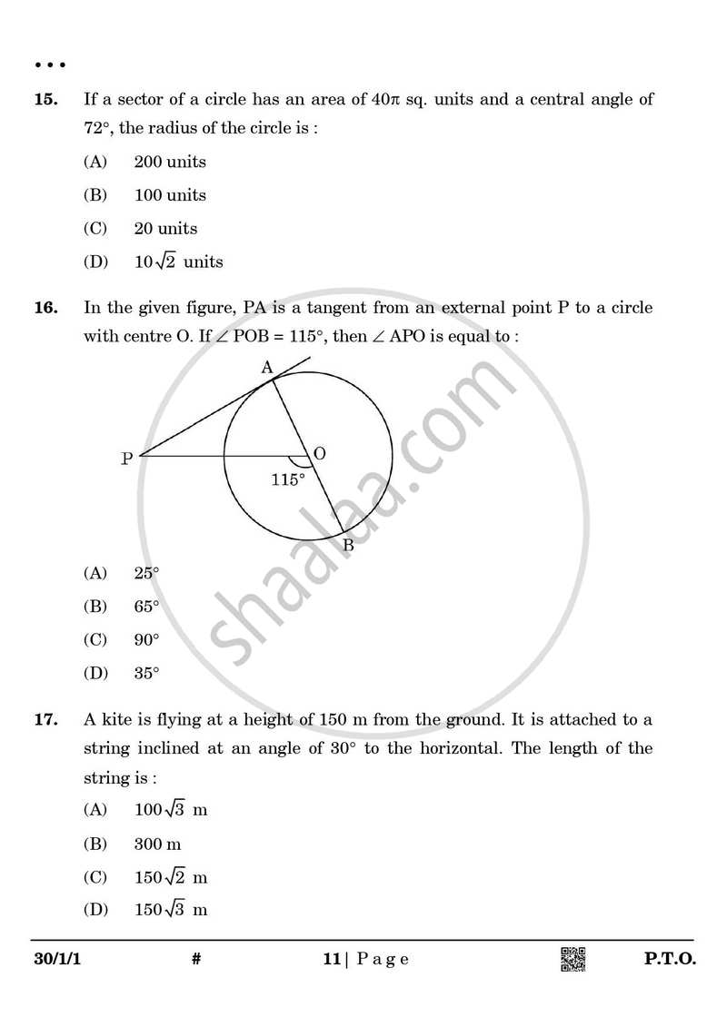 Mathematics 2024-2025 Class 10 - CBSE (Central Board of Secondary Education) question paper with PDF download