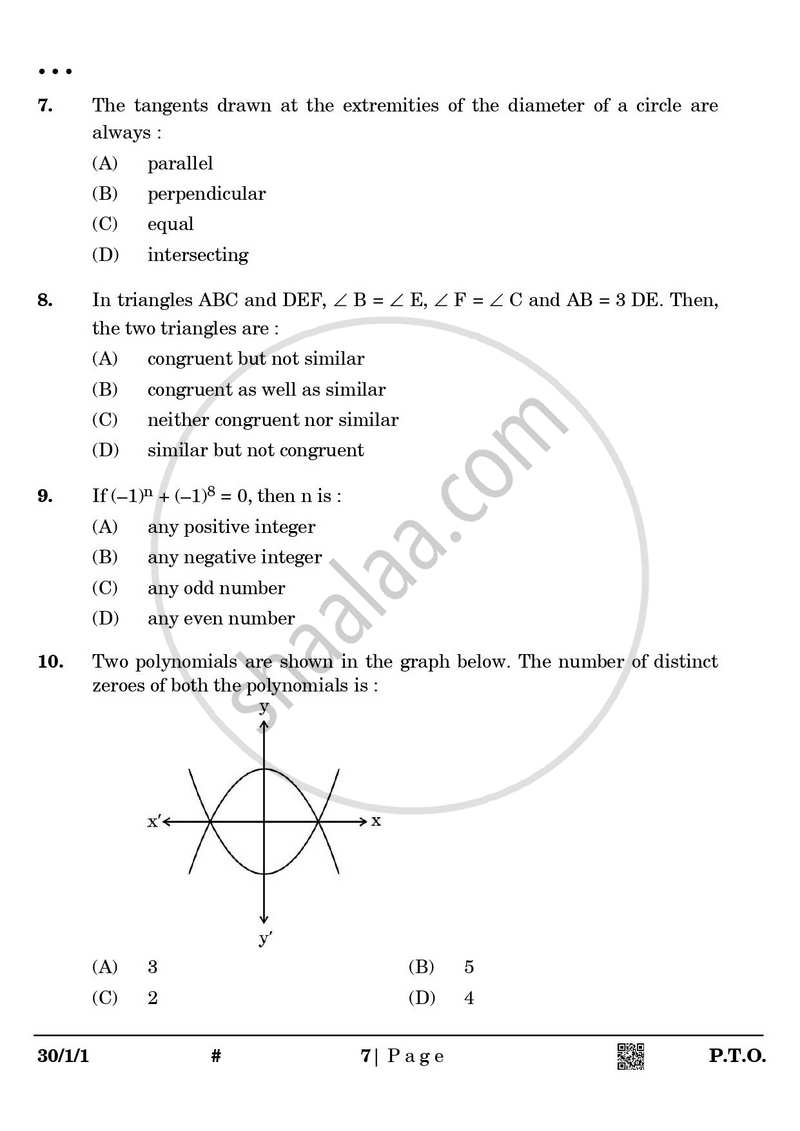 Mathematics 2024-2025 Class 10 - CBSE (Central Board of Secondary Education) question paper with PDF download