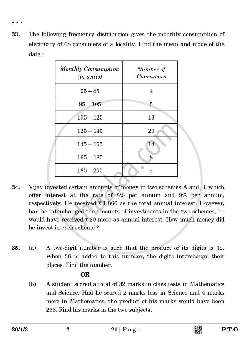 Mathematics 2024-2025 Class 10 - CBSE (Central Board of Secondary Education) question paper with PDF download