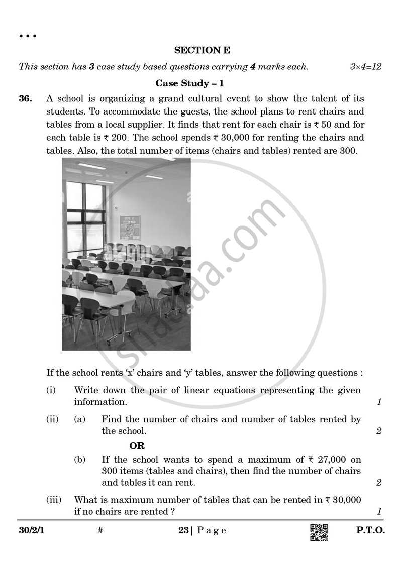 Mathematics 2024-2025 Class 10 - CBSE (Central Board of Secondary Education) question paper with PDF download