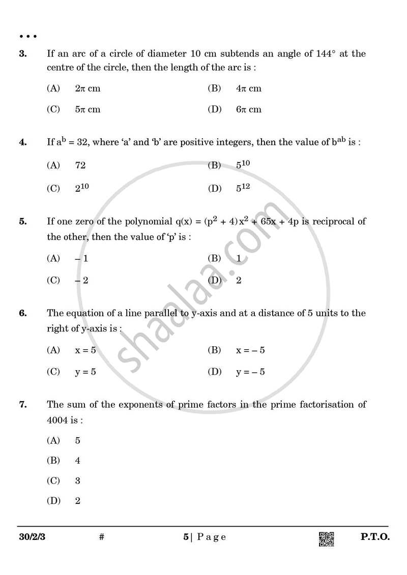 Mathematics 2024-2025 Class 10 - CBSE (Central Board of Secondary Education) question paper with PDF download