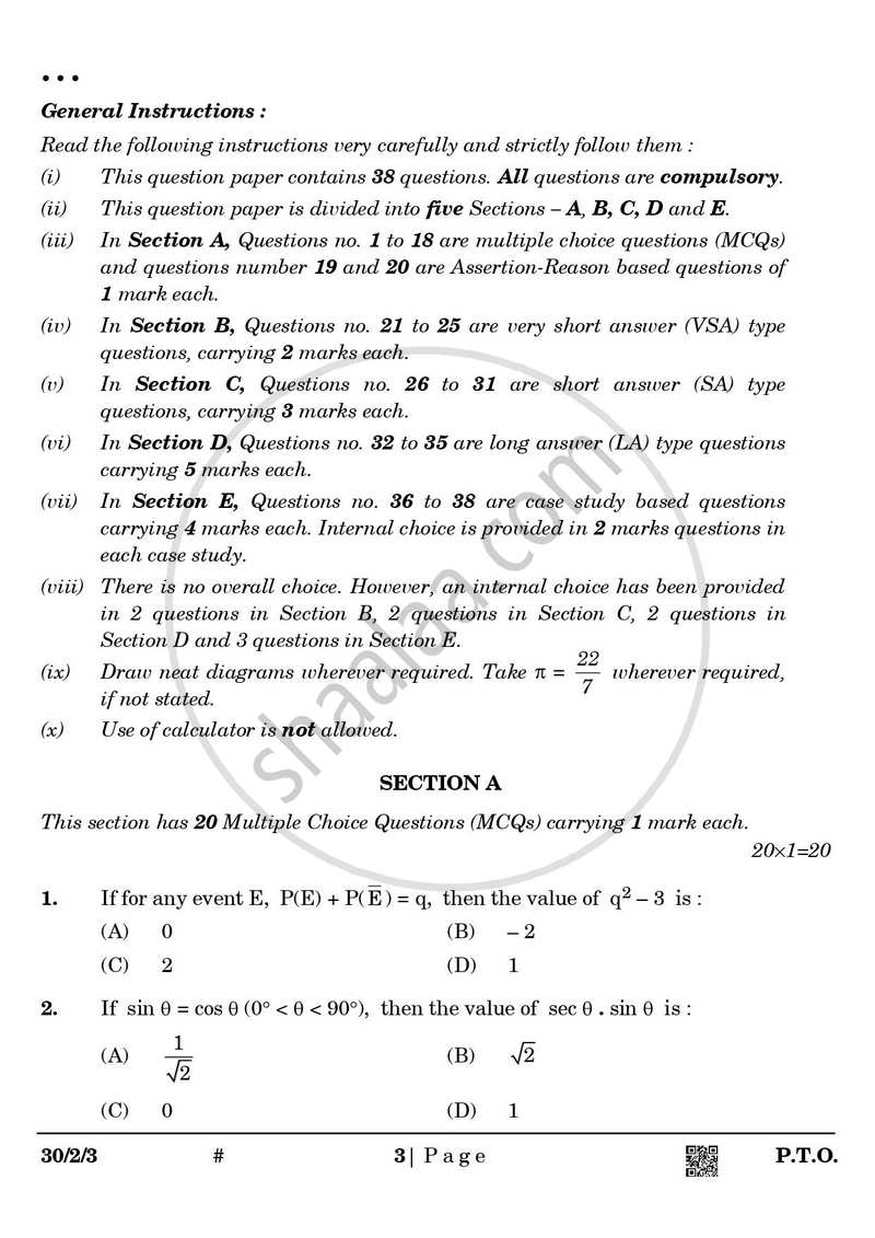 Mathematics 2024-2025 Class 10 - CBSE (Central Board of Secondary Education) question paper with PDF download