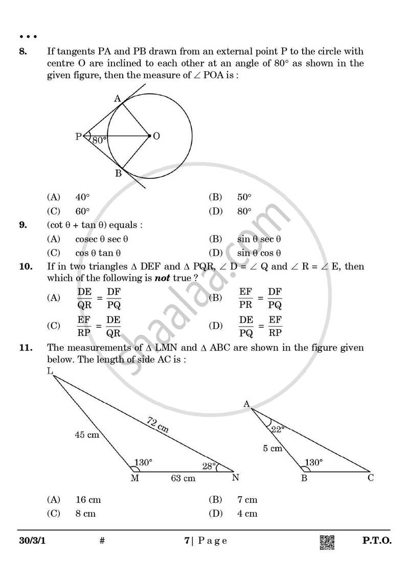 Mathematics 2024-2025 Class 10 - CBSE (Central Board of Secondary Education) question paper with PDF download