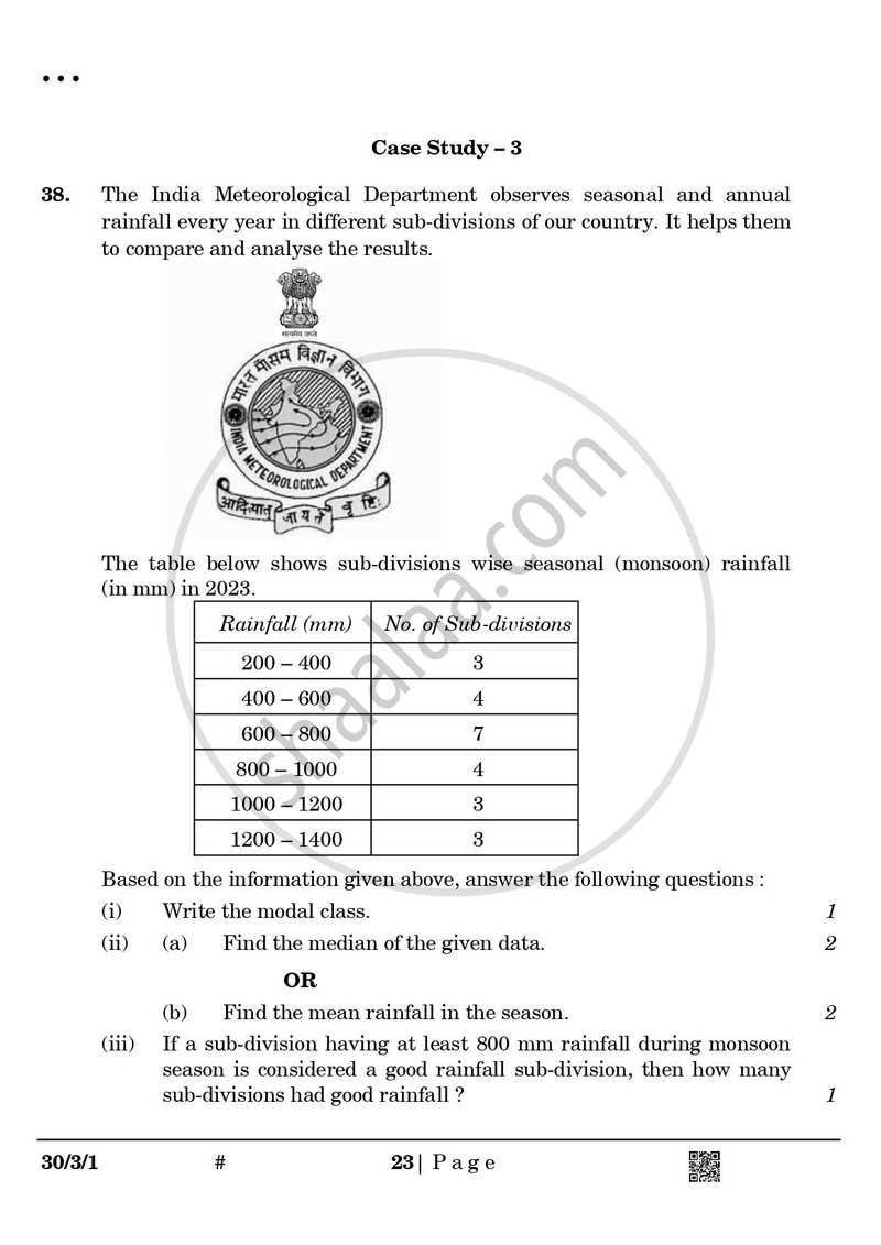 Mathematics 2024-2025 Class 10 - CBSE (Central Board of Secondary Education) question paper with PDF download