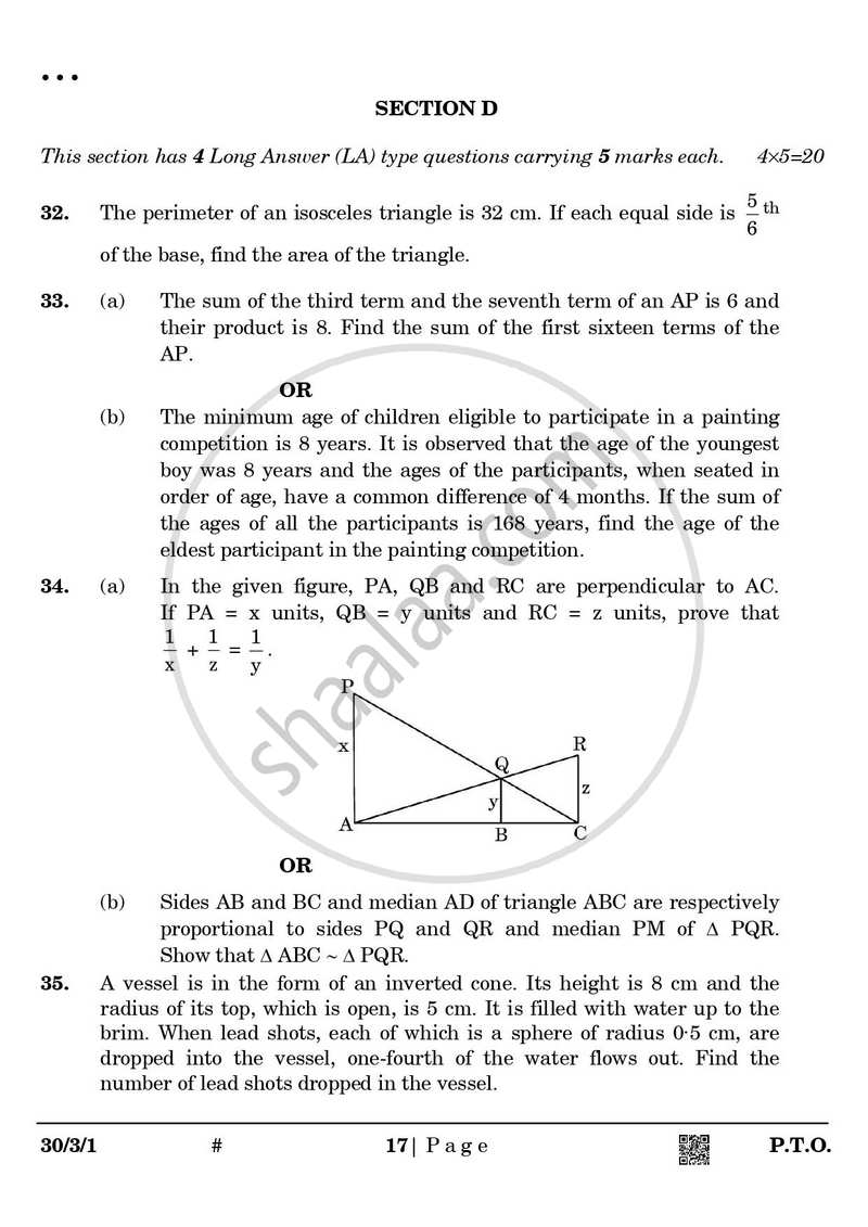 Mathematics 2024-2025 Class 10 - CBSE (Central Board of Secondary Education) question paper with PDF download