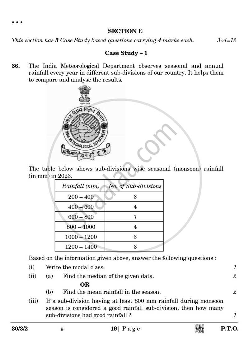 Mathematics 2024-2025 Class 10 - CBSE (Central Board of Secondary Education) question paper with PDF download
