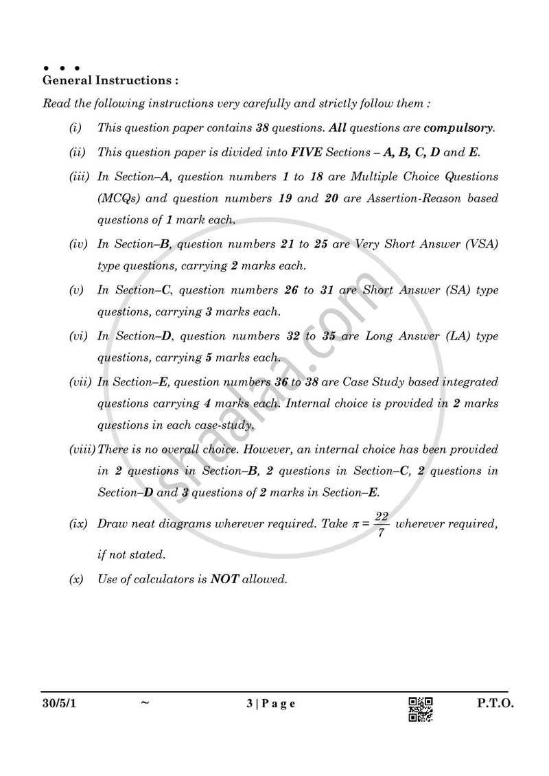 Mathematics 2024-2025 Class 10 - CBSE (Central Board of Secondary Education) question paper with PDF download