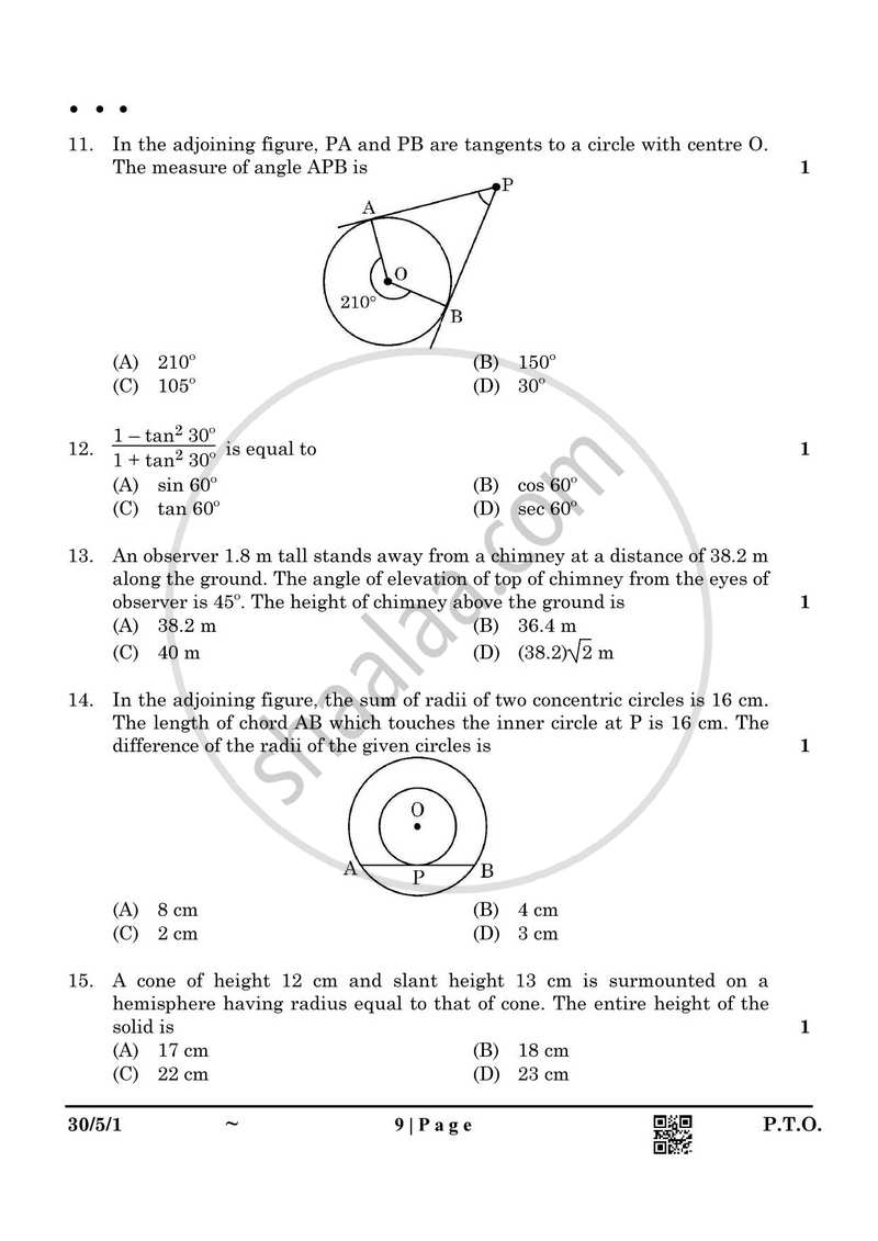 Mathematics 2024-2025 Class 10 - CBSE (Central Board of Secondary Education) question paper with PDF download
