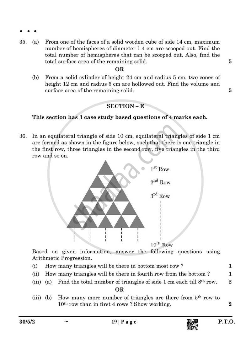 Mathematics 2024-2025 Class 10 - CBSE (Central Board of Secondary Education) question paper with PDF download