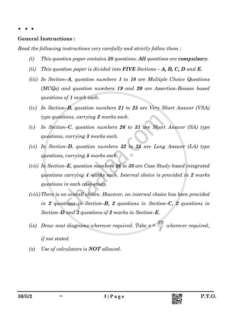 Mathematics 2024-2025 Class 10 - CBSE (Central Board of Secondary Education) question paper with PDF download