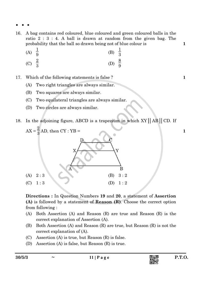 Mathematics 2024-2025 Class 10 - CBSE (Central Board of Secondary Education) question paper with PDF download