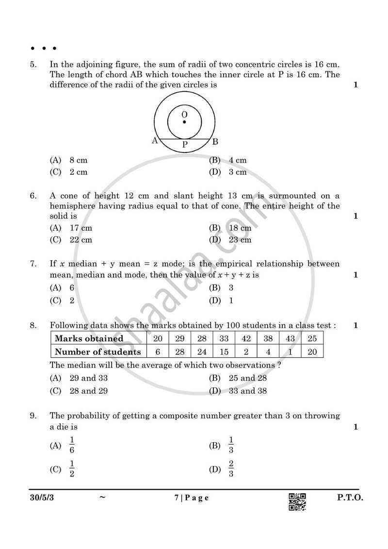 Mathematics 2024-2025 Class 10 - CBSE (Central Board of Secondary Education) question paper with PDF download