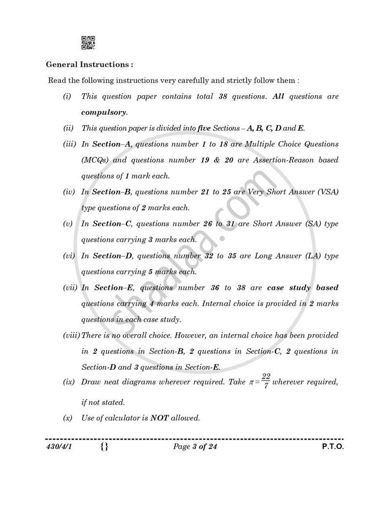 Mathematics 2025-2026 Class 10 - CBSE (Central Board of Secondary Education) question paper with PDF download