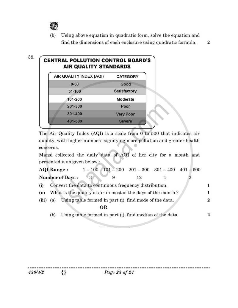 Mathematics 2025-2026 Class 10 - CBSE (Central Board of Secondary Education) question paper with PDF download