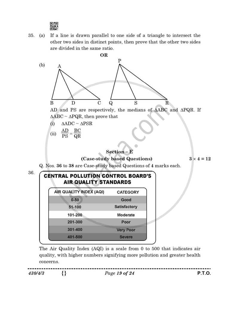 Mathematics 2025-2026 Class 10 - CBSE (Central Board of Secondary Education) question paper with PDF download