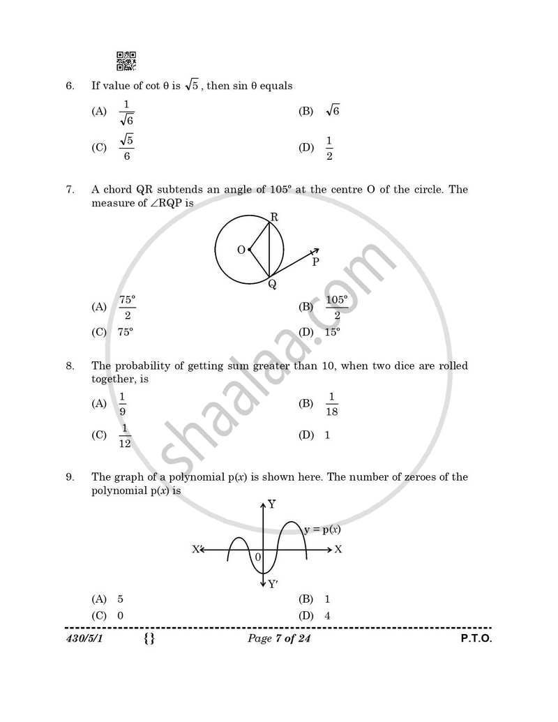 Mathematics 2025-2026 Class 10 - CBSE (Central Board of Secondary Education) question paper with PDF download