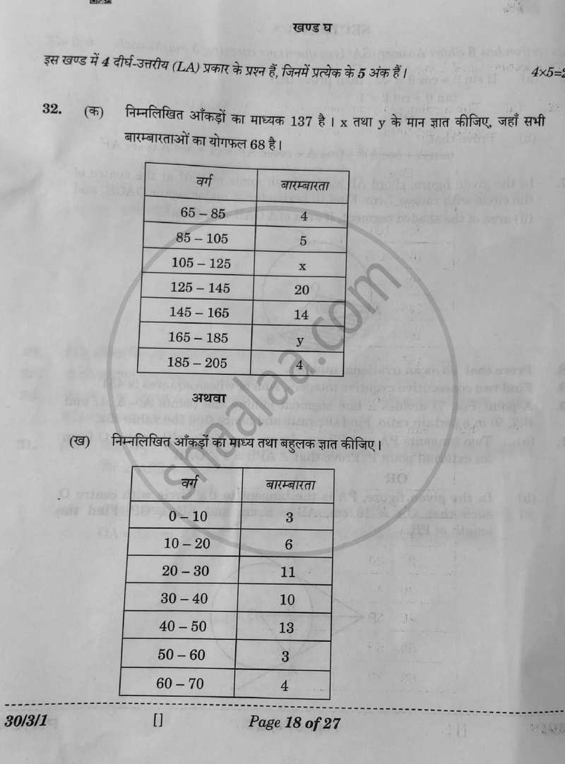Mathematics (गणित) 2025-2026 Class 10 [कक्षा १०] - CBSE (Central Board of Secondary Education) question paper with PDF download