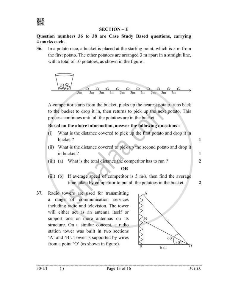 Mathematics 2025-2026 Class 10 - CBSE (Central Board of Secondary Education) question paper with PDF download