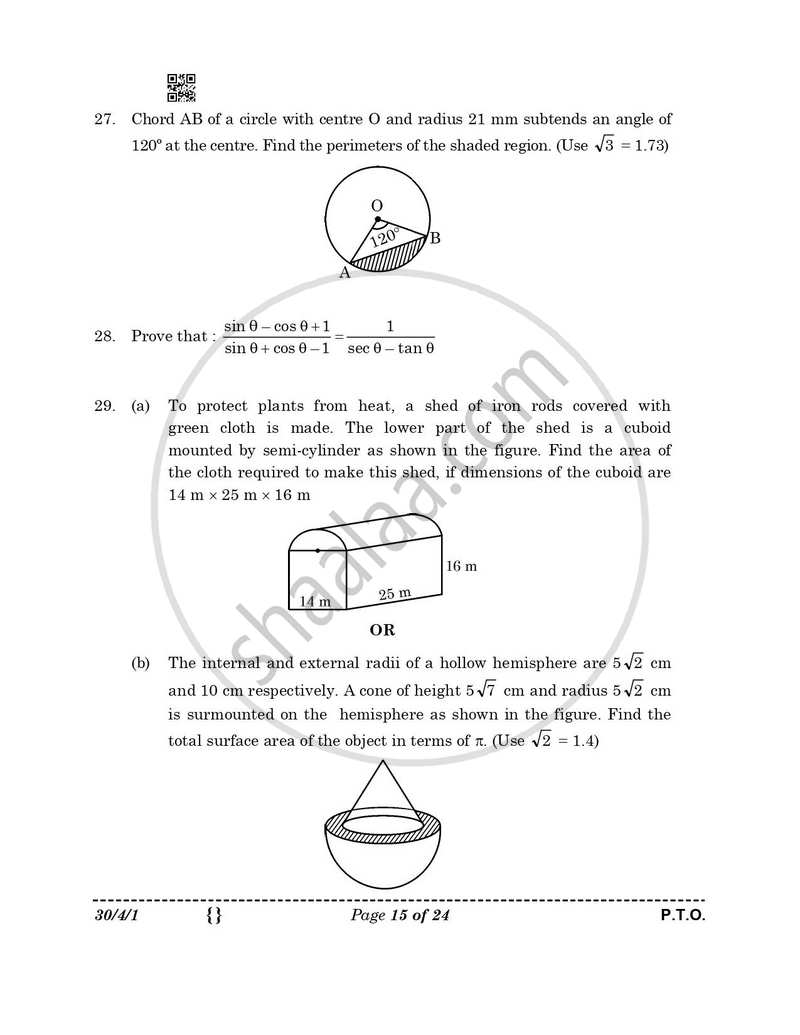 Mathematics 2025-2026 Class 10 - CBSE (Central Board of Secondary Education) question paper with PDF download