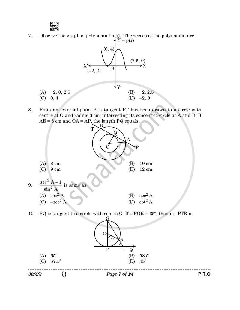 Mathematics 2025-2026 Class 10 - CBSE (Central Board of Secondary Education) question paper with PDF download