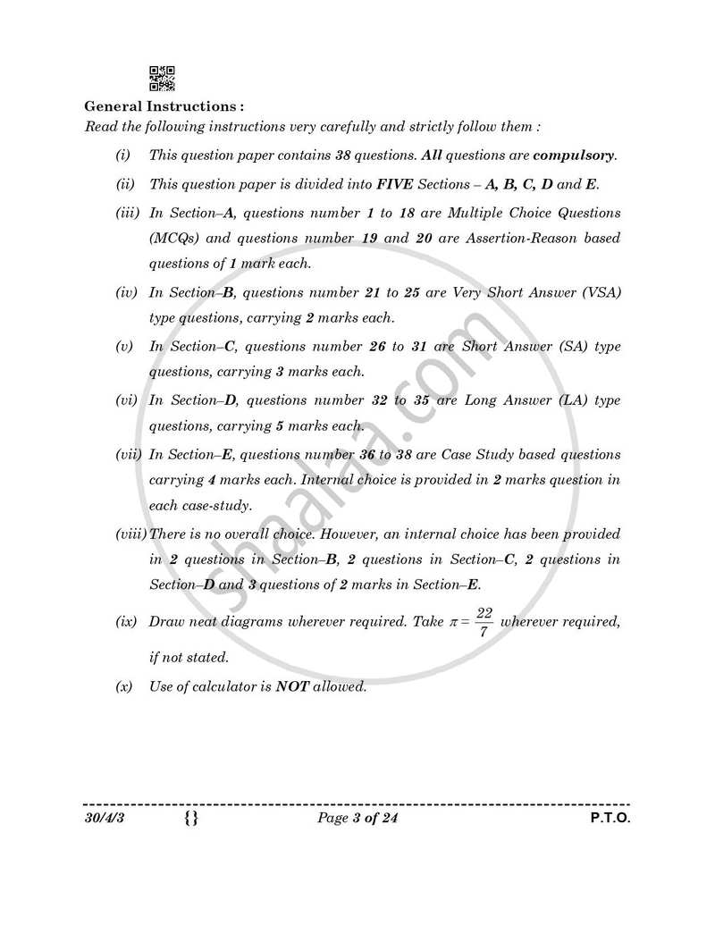 Mathematics 2025-2026 Class 10 - CBSE (Central Board of Secondary Education) question paper with PDF download